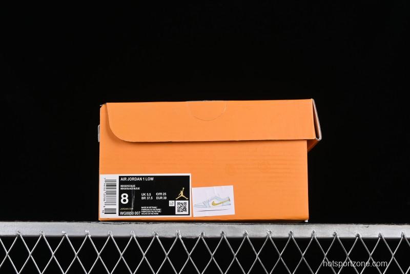 Nike Air Jordan 1 Low Stussy Collaboration - Blue Gold Custom High-End Basketball Shoes - WG8850-007