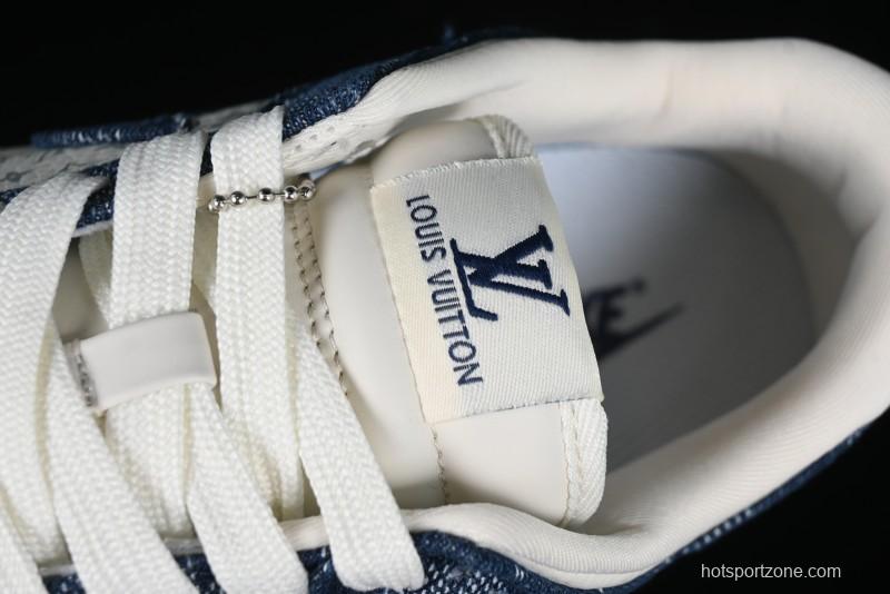 Nike SB Dunk Low LV Collaboration - Denim Checker Anniversary High-End Custom Low-Top Casual Skate Shoes - JH8310-949