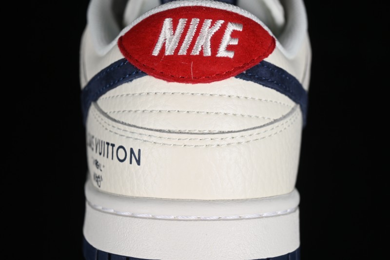 Nike SB Dunk Low LV Collaboration - Suede Navy Blue Anniversary High-End Custom Low-Top Casual Skate Shoes - FC1688-134
