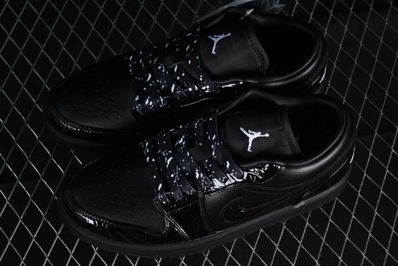 Nike Air Jordan 1 Low "Black Croc" Casual Sneakers with Crocodile-Embossed Leather - HJ7743-010