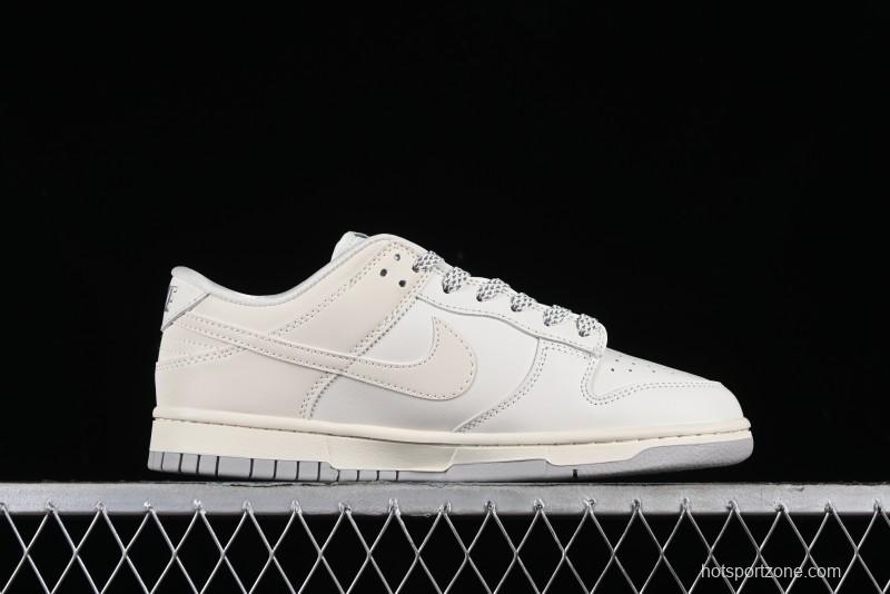 Nike SB Dunk Low LV Collaboration - Double Swoosh Beige Grey Anniversary High-End Custom Low-Top Casual Skate Shoes - FC2025-306