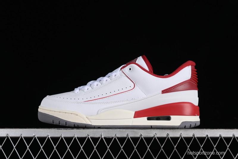 Nike Air Jordan 2/3 Retro Low Top Basketball Shoes in White and Red - FD0383-161