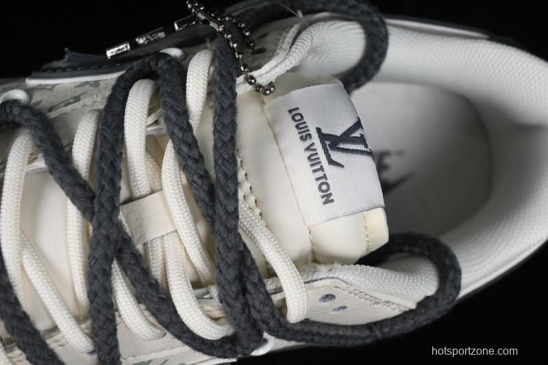 Nike SB Dunk Low LV Collaboration - Straps Lamborghini Off White Dark Grey Swoosh Anniversary High-End Custom Low-Top Casual Sneakers - SJ2068-262