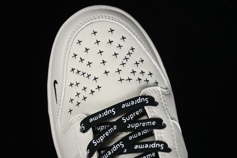 Nike SB Dunk Low Supreme Collaboration - Beige Black Canvas Anniversary Custom Low-Top Casual Skate Shoes - BB8657-515