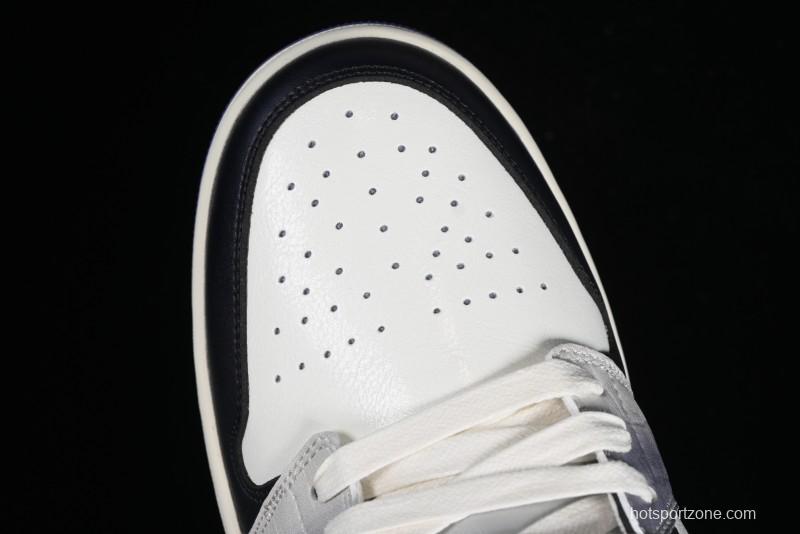 Nike Air Jordan 1 Low SE Casual Sneakers in Black White with Metallic Purple Accents - HF5759-101