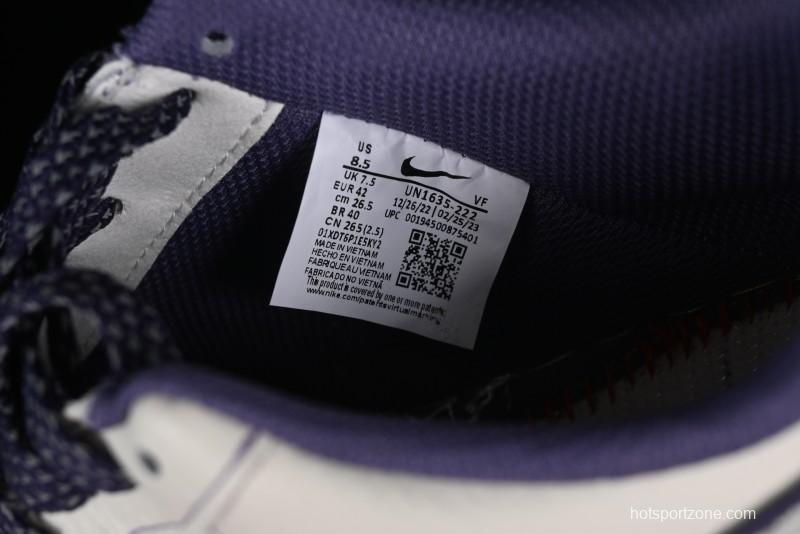 Stussy x Nike Air Force 1 '07 Low Retro Casual Sneakers with Reflective Military Purple - UN1635-222