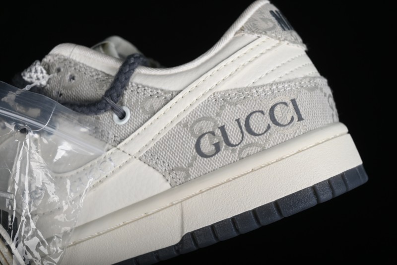 Nike SB Dunk Low Gucci Collaboration - Lace-Up Ash Anniversary High-End Custom Low-Top Casual Sneakers - SJ2068-263