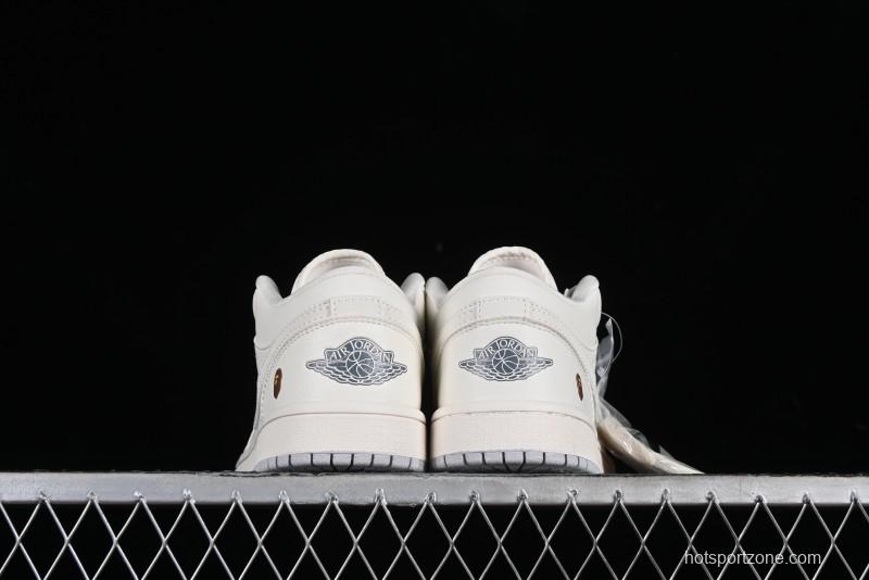 Nike Air Jordan 1 Low BAPE Collaboration - White Grey Basketball Shoes - WG8850-003