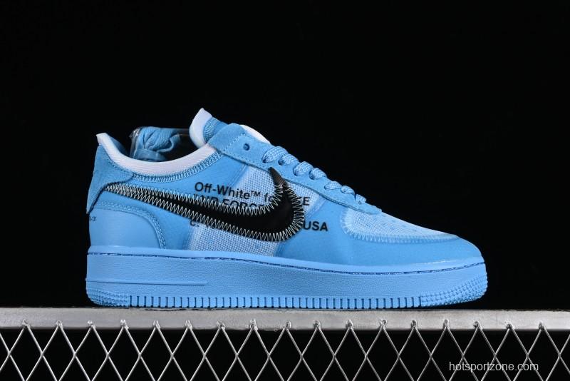 Nike Off White x Air Force 1 Low OW Collaboration Transparent Blue Casual Sneakers - AO4606-400