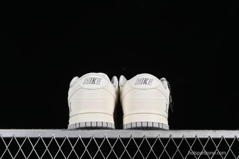 Nike SB Dunk Low LV Collaboration - Double Swoosh Beige Grey Anniversary High-End Custom Low-Top Casual Skate Shoes - FC2025-306