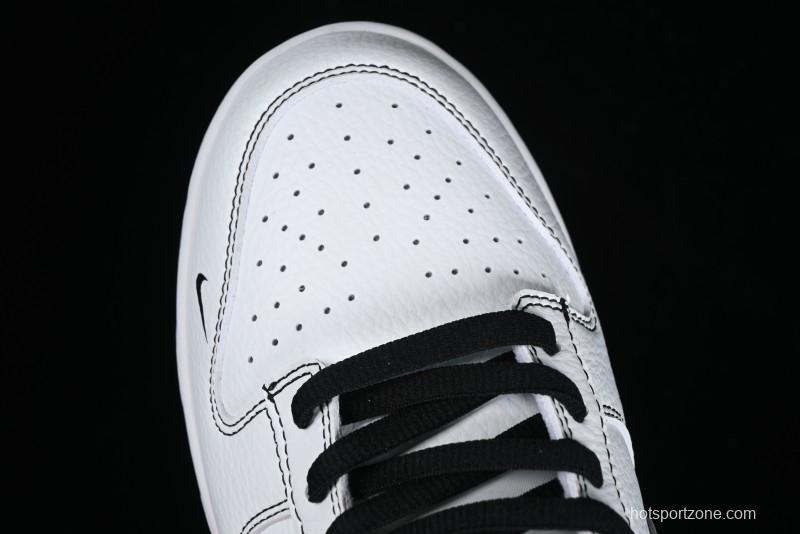 Nike Supreme x Nike SB Dunk Low Collaboration - Classic White Black Anniversary High-End Custom Low-Top Casual Skate Shoes - DY1503-100