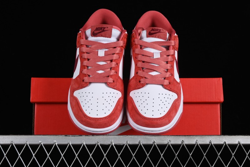Nike SB Dunk Low Retro Valentine's Day 2024 White Rose Red Skateboarding Shoes - FQ7056-100