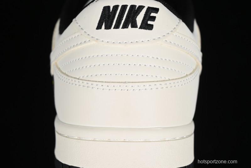 Nike SB Dunk Low BAPE Collaboration - Off-White Black Swoosh Anniversary Custom Low-Top Casual Skate Shoes - XD6188-037