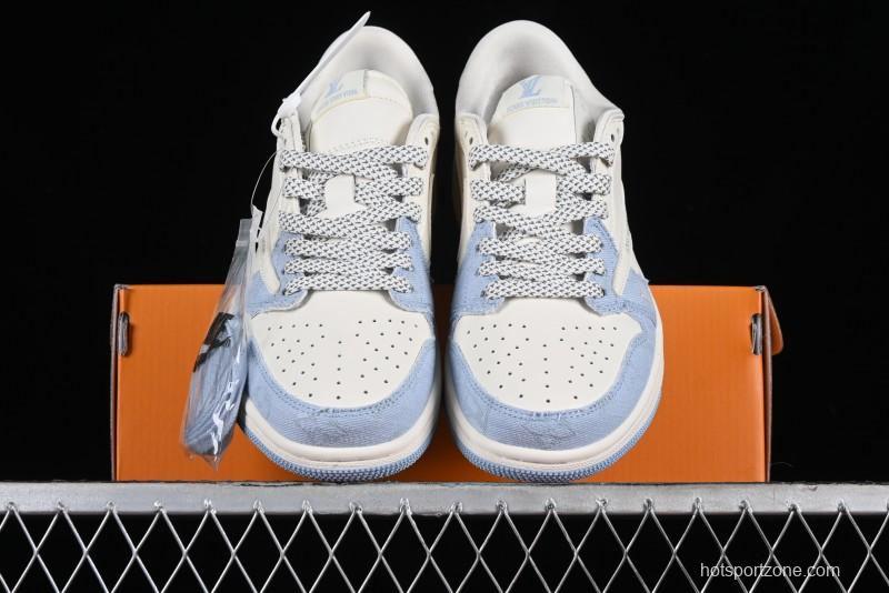 Nike Travis Scott x Fragment Design x Jordan Air Jordan 1 Low OG SP AJ1 LV Peacock Blue Low-top Casual Sneakers - LJ5188-003