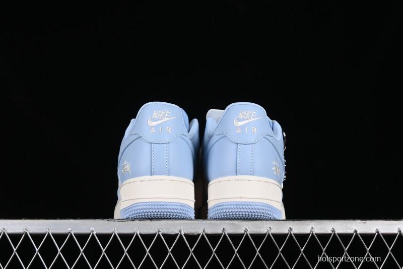 Nike Air Force 1 '07 Low Stussy Collaboration - Sky Blue Low-Top Casual Sneakers - BB9599-201