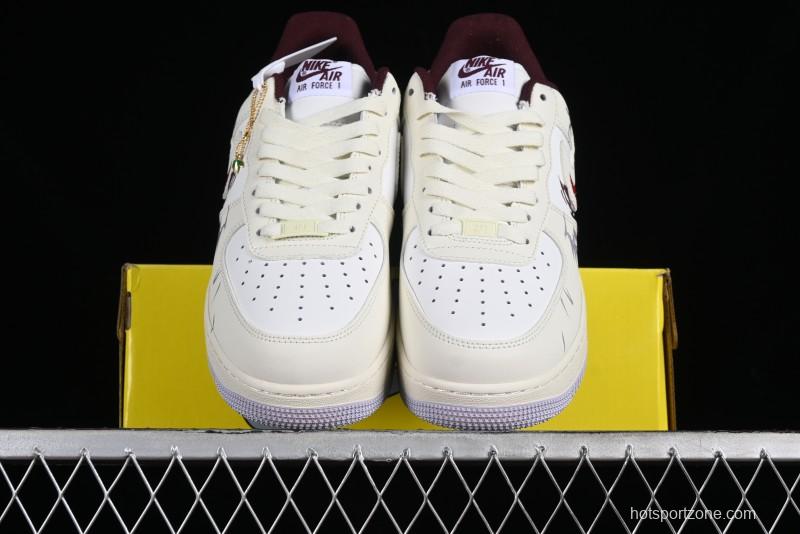 Nike Air Force 1'07 Low "MUD" Casual Sneakers with Bamboo Forest and Wandering Swordsman Print - XC2351-110