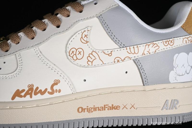 Nike Air Force 1 '07 Low x Kaws Casual Sneakers with Full-Length Air Cushion - CW2288-207