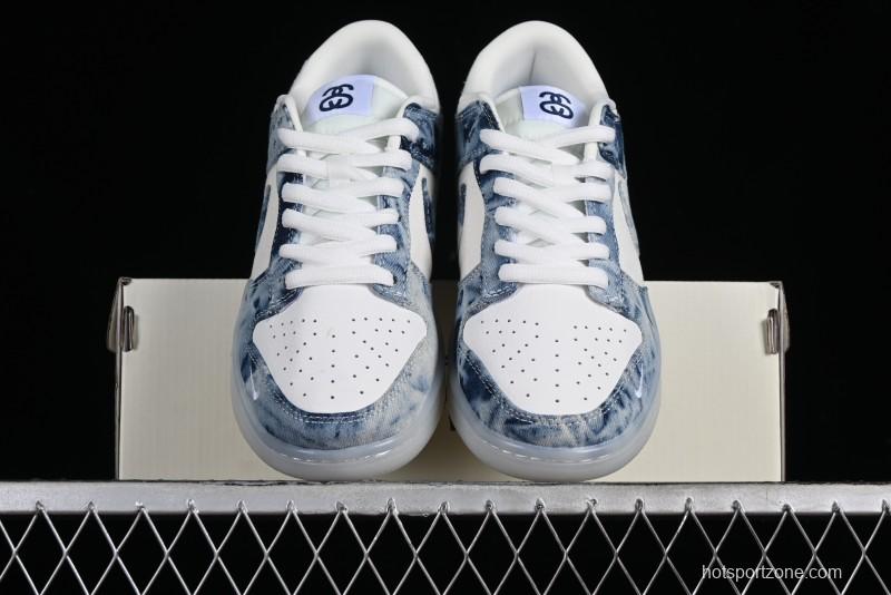 Nike SB Dunk Low Stussy Collaboration - Crystal Denim Anniversary Custom Low-Top Casual Skate Shoes - JH8039-937