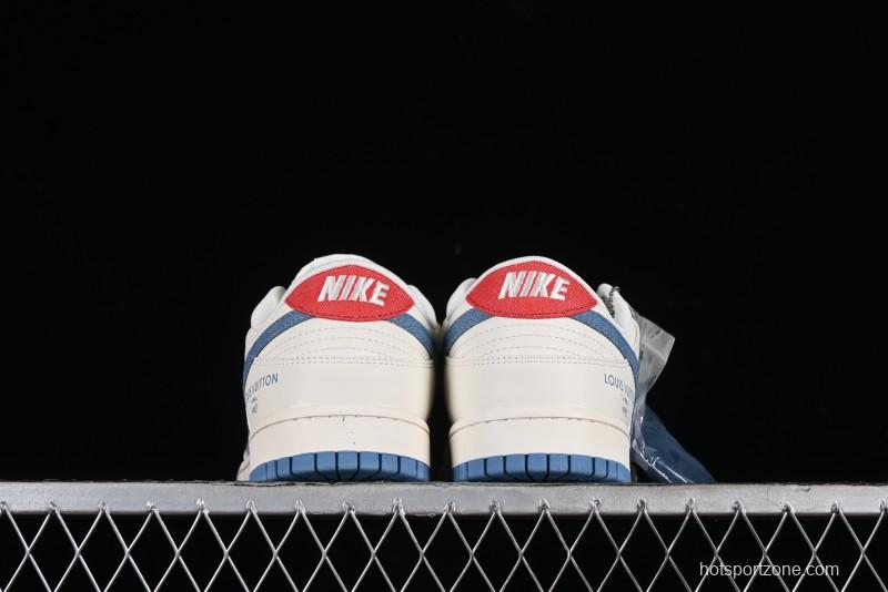 Nike SB Dunk Low LV Collaboration - Beige Blue Chanel Style Anniversary High-End Custom Low-Top Casual Sneakers - XX2025-323