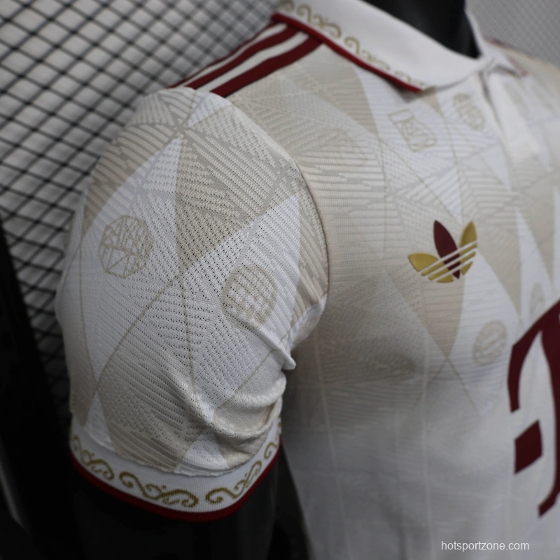 25/26 Player Version Bayern Munich White Diamond Pattern POLO Special Jersey