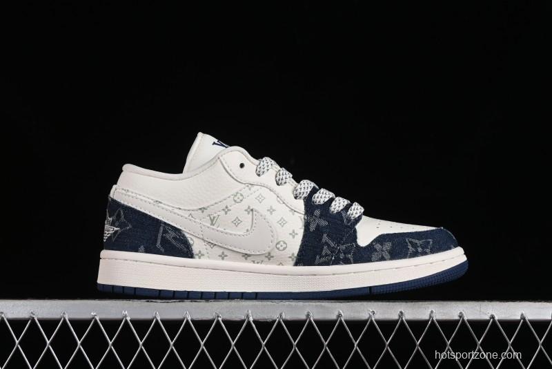 Nike Air Jordan 1 Low LV Collaboration - Light Blue Retro Casual Sneakers - SJ9950-003