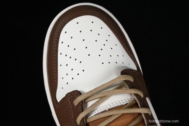 Nike Dunk Low SB White Brown Plaid Casual Skate Shoes - FV3653-191