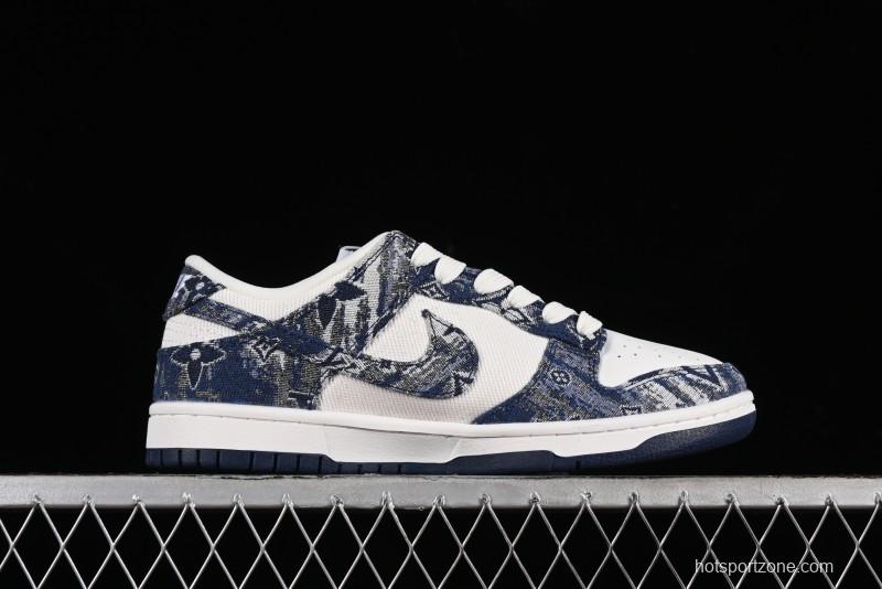 Nike SB Dunk Low LV Collaboration - Camo Mesh Anniversary High-End Custom Low-Top Casual Skate Shoes - JH8040-942
