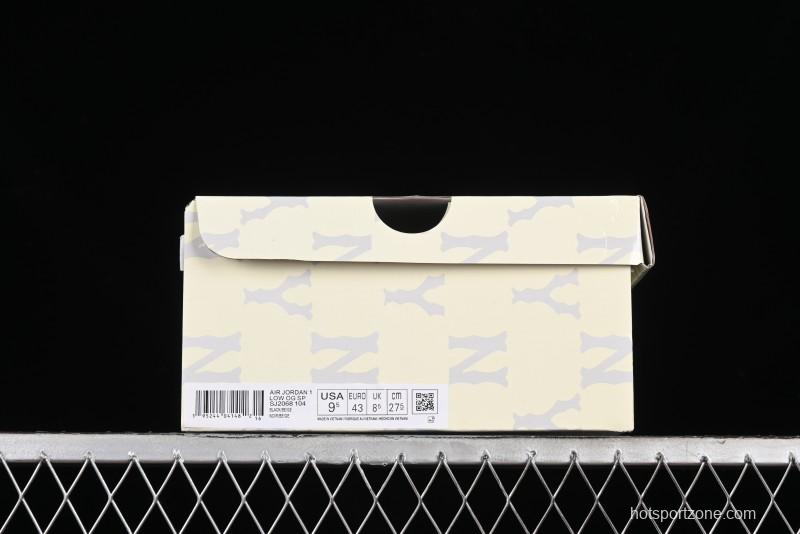 Nike Travis Scott x Fragment Design x Air Jordan 1 Low OG SP AJ1 MLB Collaboration - NY Black Print Low Top Casual Sneakers SJ2068-104