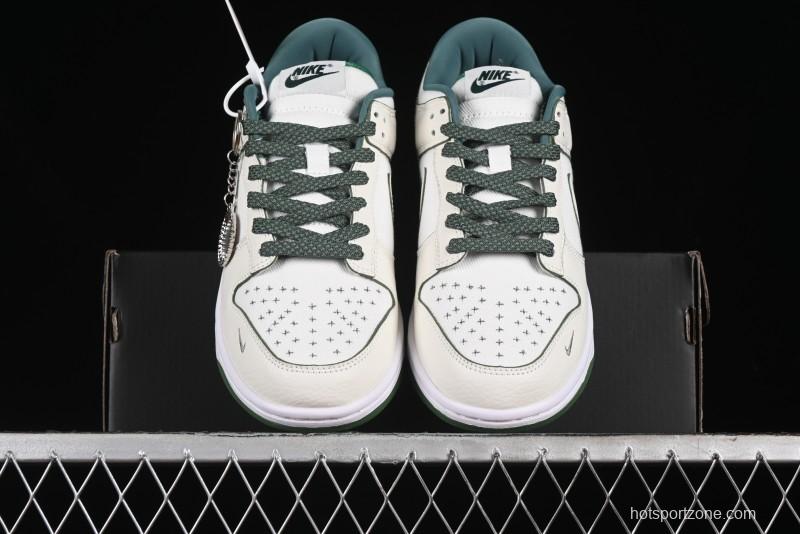 Nike SB Dunk Low Comme des Garçons Collaboration - Woven Beige White Swoosh Anniversary Custom Low-Top Casual Skate Shoes - KK1888-010