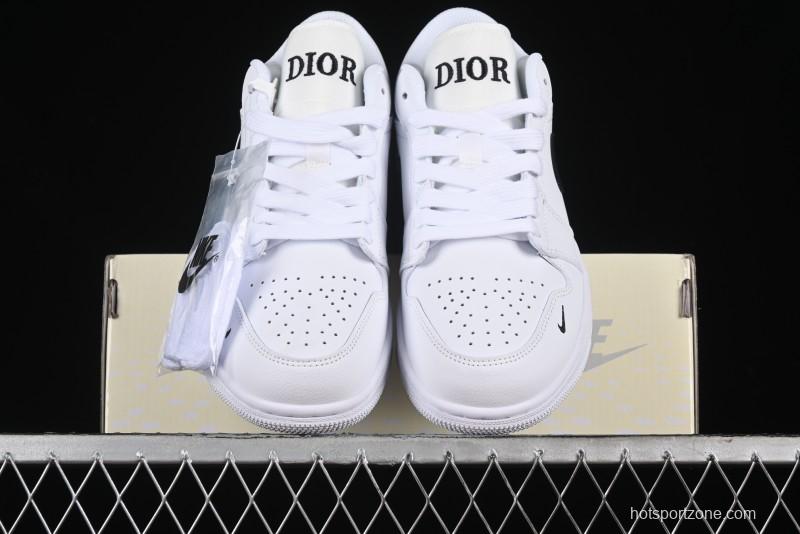 Nike Air Jordan 1 AJ1 Dior Collaboration - White Black Custom Low Top Retro Basketball Shoes - LJ6688-010
