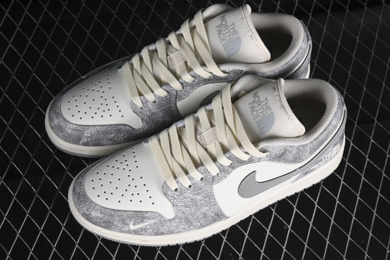 Nike Air Jordan 1 Low AJ1 The North Face Collaboration - Rock Gray High-End Custom Retro Basketball Shoes DC2024-023