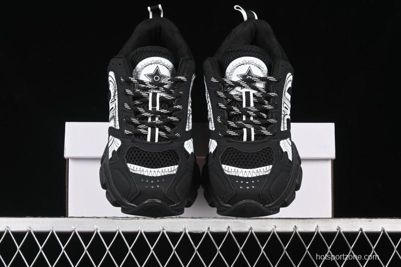 Dior Chrono Round Toe Lace-Up Lifestyle Casual Running Sneakers - 6865 BLACK WHITE