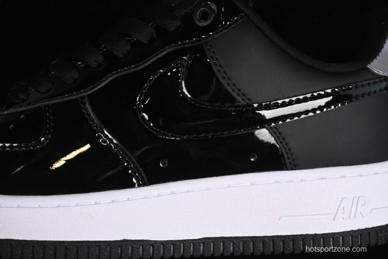 Nike Air Force 1 '07 Low Patent Leather All Black Casual Sneakers - AH6827-001