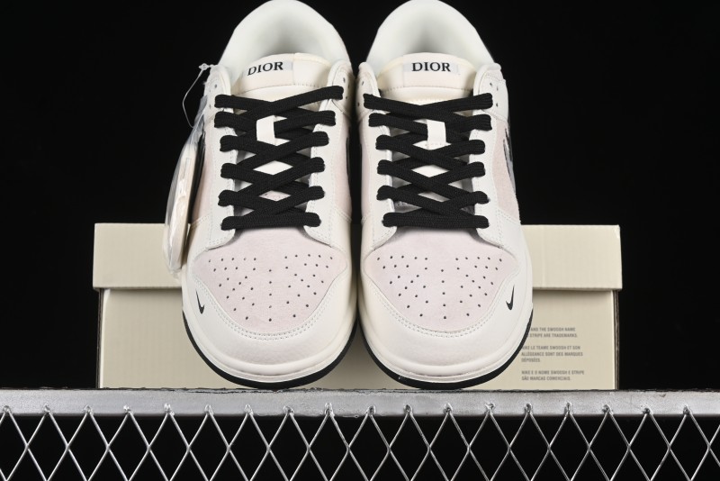 Nike SB Dunk Low Dior Collection - Beige Grey Black Swoosh Anniversary High-End Custom Low-Top Casual Skate Shoes - XD6188-041