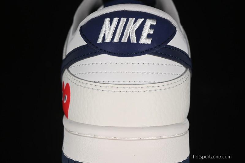 Nike SB Dunk Low Comme des Garcons Collaboration - Off-White Blue Swoosh Anniversary Custom Low-Top Casual Sneakers - KK1888-008