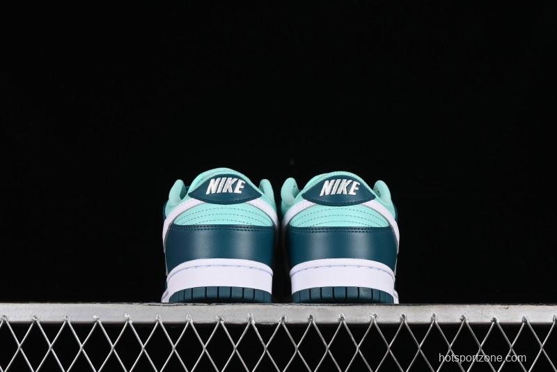 Nike Dunk Low SB Skateboarding Shoes in White and Geode Teal - DD1503-301