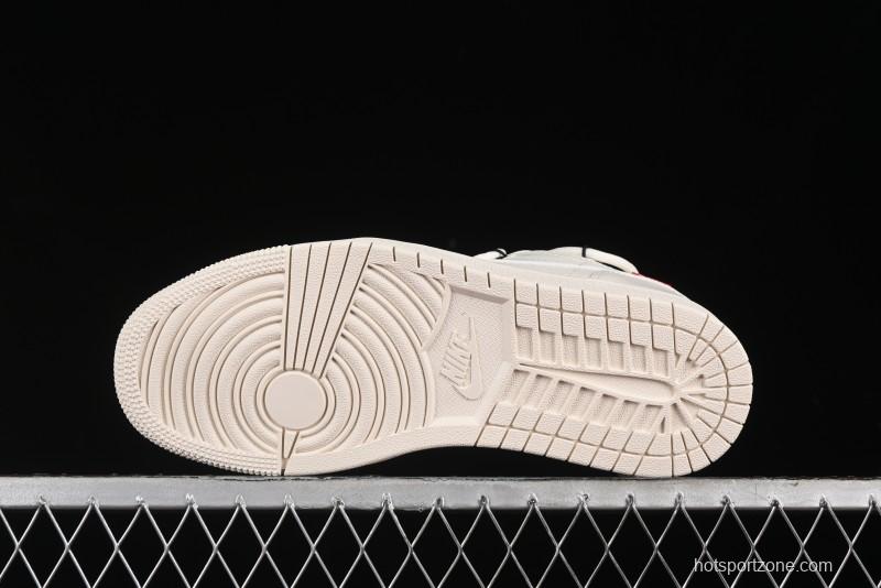 Nike Air Jordan 1 Low Supreme Collaboration - Retro Basketball Shoes in Off-White Red with Small Logo - SJ9950-017