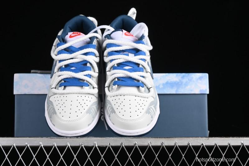 Nike Dunk Low Panda Prank Wave Rider - Silver Blue Shark Low Top Casual Sneakers - DD1391-400