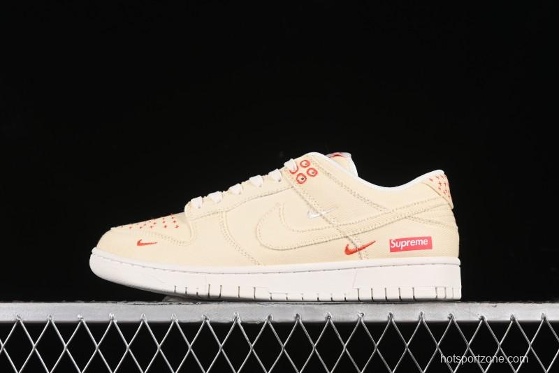 Nike SB Dunk Low SUP Collaboration - Woven Yellow Swoosh Anniversary Custom Low-Top Casual Skate Shoes - KK1888-001