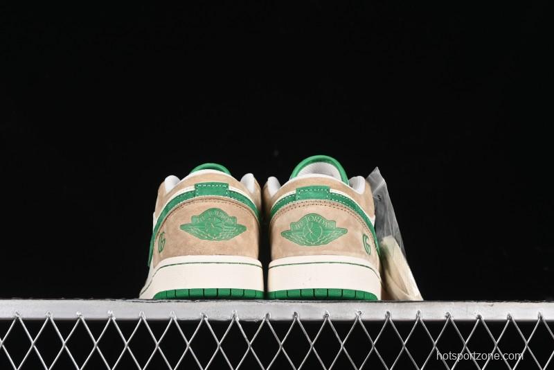 Nike Air Jordan 1 Low AJ1 Gucci Collaboration - Vintage Basketball Shoes in Sheepskin Green - WG8850-014