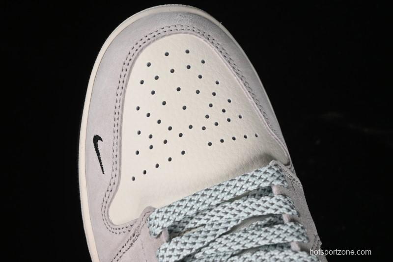 Nike Air Jordan 1 Low Stussy Collaboration - Black Blue Pigment Patchwork Retro Basketball Shoes - LJ6688-008