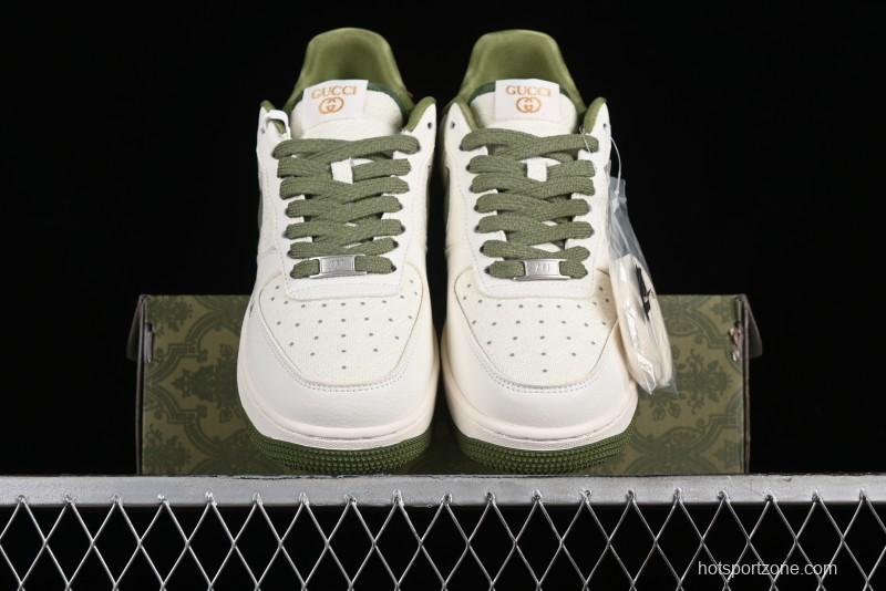Nike Air Force 1 '07 Low Gucci Collaboration - Beige Green Linen Casual Sneakers - XZ3398-588