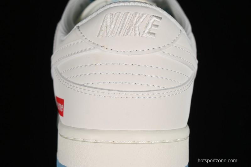 Nike SB Dunk Low Supreme Collaboration - Light Blue Double Swoosh Anniversary Customized Low-Top Casual Sneakers - BB8675-108