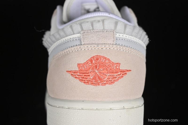 Nike Air Jordan 1 Low Retro Casual Sneakers with Smooth Leather and Suede - FQ8094-100