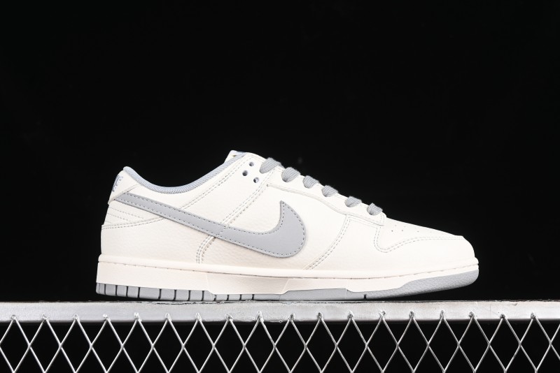 Nike SB Dunk Low Supreme Collaboration - Off White Gray Double Swoosh Anniversary Custom Low-Top Casual Skate Shoes - XX2025-317