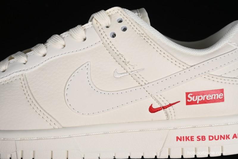 Nike SB Dunk Low Supreme Collaboration - Off-White Swoosh Anniversary High-End Custom Low-Top Casual Skate Shoes - SJ2068-267