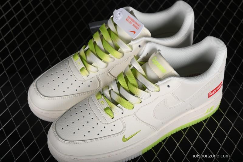Nike Air Force 1 '07 Low Supreme Casual Sneakers in White-Fluorescent Green - BB7577-219