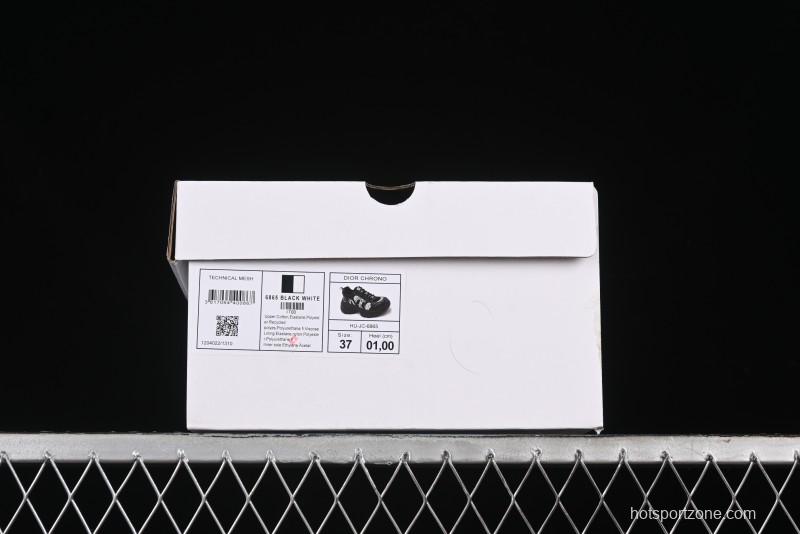Dior Chrono Round Toe Lace-Up Lifestyle Casual Running Sneakers - 6865 BLACK WHITE