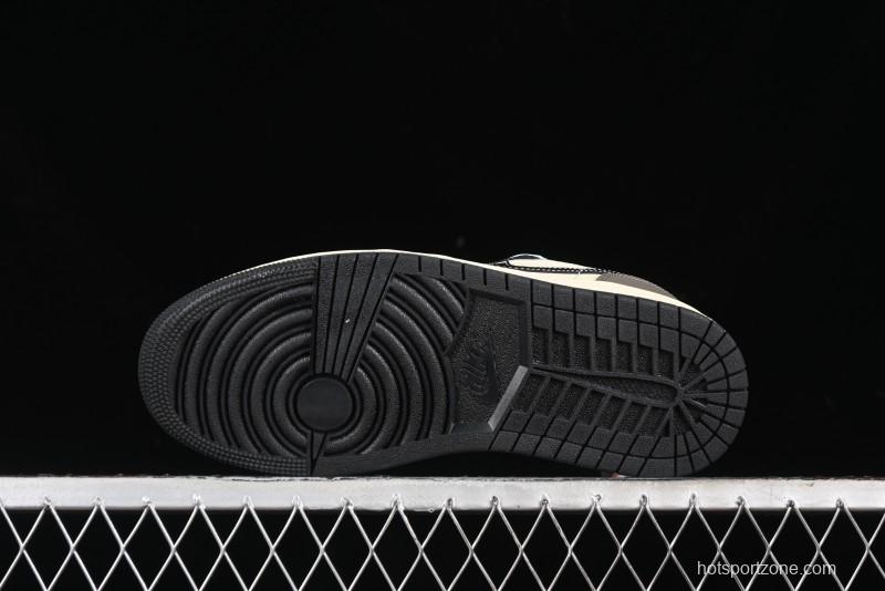 Nike Air Jordan 1 Low "Coconut Milk Black" Casual Basketball Shoes with Contrast Swoosh - HQ3437-101