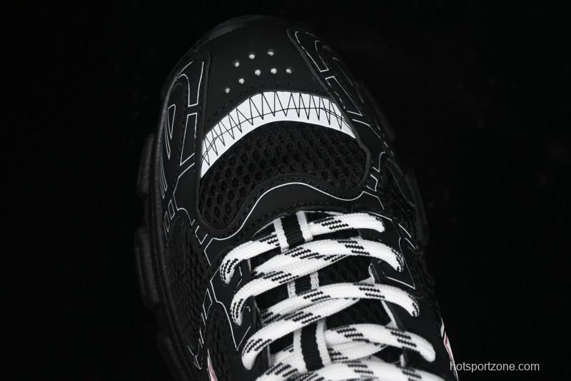 Dior Chrono Round Toe Lace-Up Lifestyle Casual Running Sneakers - 6865 WHITE BLACK